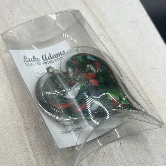LUKE ADAMS GLASSBLOWING STUDIO BLOWN GLASS HEART NEW SIGNED - Picture 11 of 11